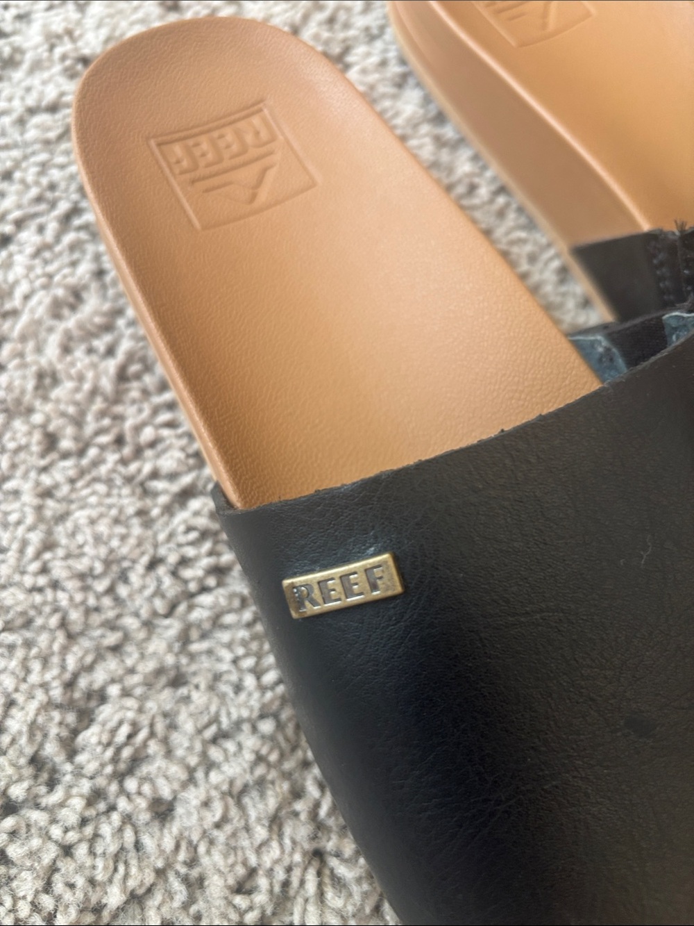 Reef Women's Black and Tan Slide Sandals - Picture 2 of 5